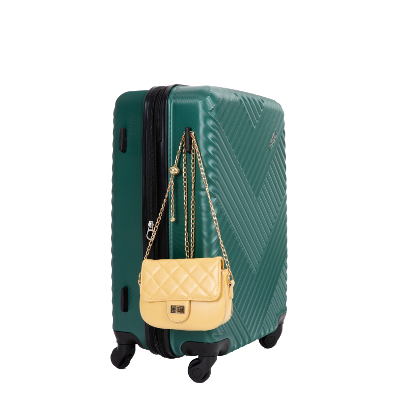 Expandable 3 Piece Luggage Sets PC Lightweight Suitcase with Two Hooks, Spinner Wheels, TSA Lock, (20/24/28), Green